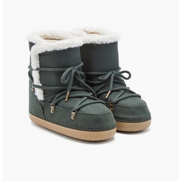 NWT JustFab Avery Shearling Lace-up Boot In Rosin Green, Sz. L - Picture 4 of 6